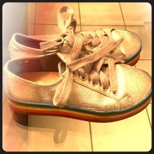Girls 13 rainbow platform sneakers